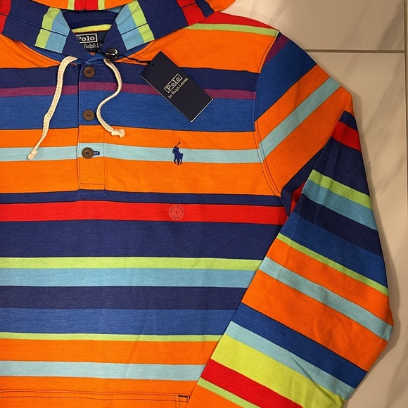 Men’s Polo Ralph Lauren Striped Henley Pullover Hoodie - Picture 3 of 5